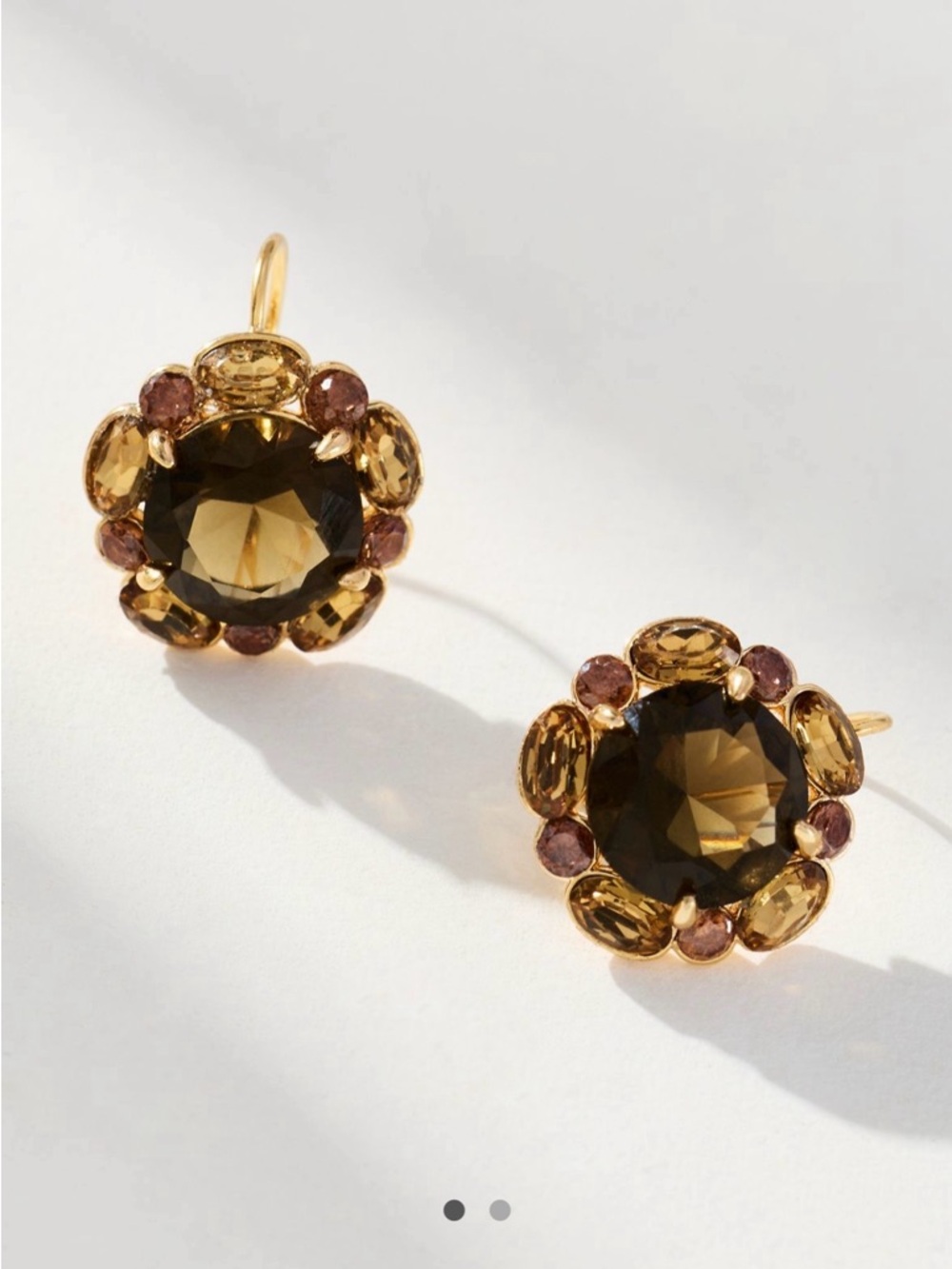 Anthropologie Floral Crystal Drop Earrings NWT